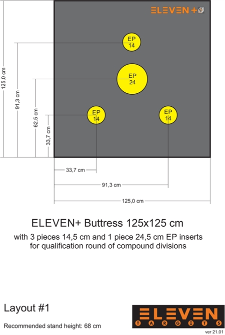Eleven Target 25x125x125 Poly Target with 12/9,5cm EP inserts