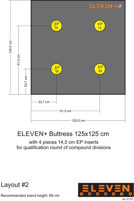 Eleven Target 25x125x125 Poly Target with 4/14,5cm EP inserts