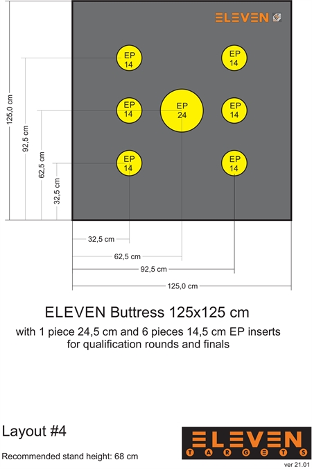Eleven Target 25x125x125 Poly Target with 1/24,5cm & 6/14,5cm EP inserts