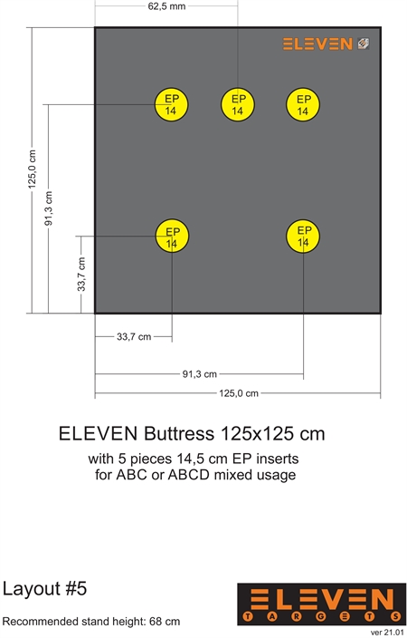 Eleven Target 25x125x125 Poly Target with 5/14,5cm EP inserts