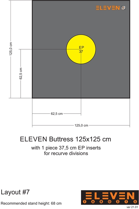 Eleven Target 25x125x125 Poly Target with 1/37,5cm EP inserts