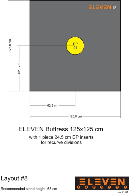 Eleven Target 25x125x125 Poly Target with 1/24,5cm EP inserts