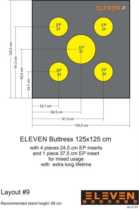 Eleven Target 25x125x125 Poly Target with 4/24,5cm & 1/37,5cm EP insert
