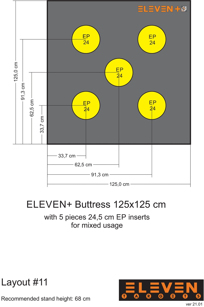 Eleven Target 25x125x125 Poly Target with 5/24.5cm EP insert