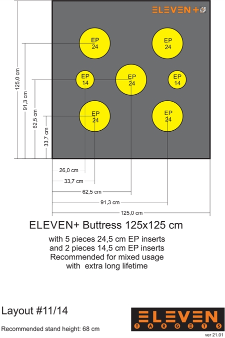 Eleven Target 25x125x125 Poly Target with 5/24.5cm & 2/14cm EP insert