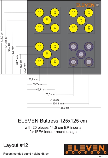 Eleven Target 25x125x125 Poly Target with 20/14cm EP insert