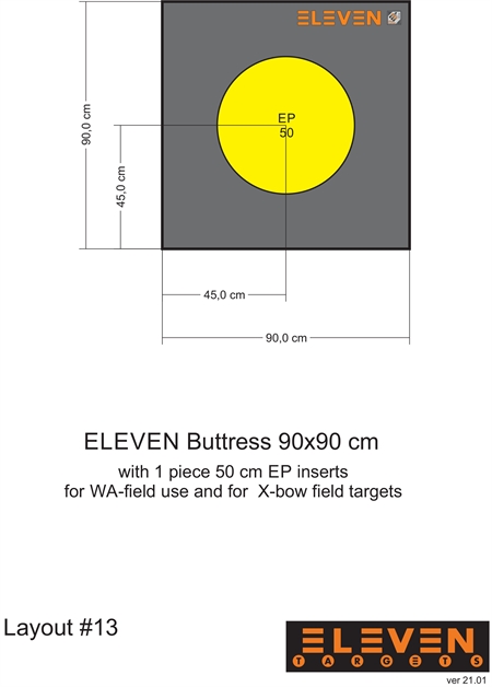 Eleven Target 22x90x90 Poly Target with 1/50cm EP insert