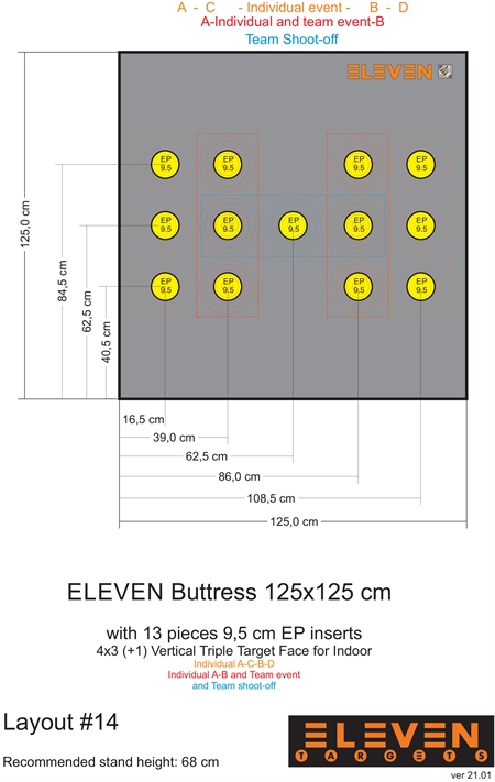 Eleven Target 25x125x125 Poly Target with 13/9.5cm EP insert