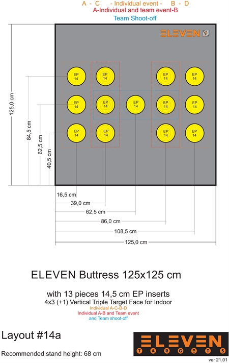 Eleven Target 25x125x125 Poly Target with 13/14.5cm EP insert