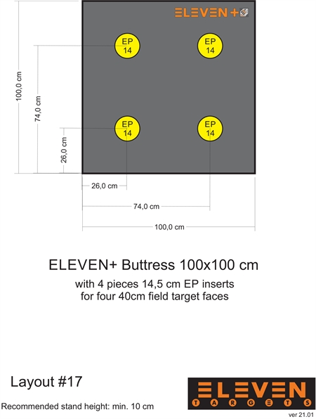 Eleven Target 25x100x100 Poly Target with 4/14.5cm EP insert