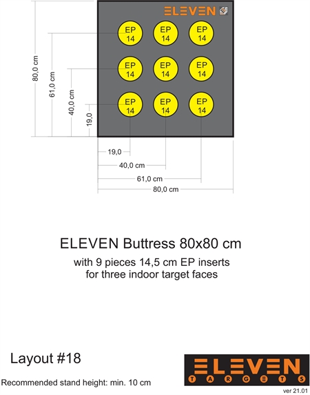Eleven Target 25x80x80 Poly Target with 9/14.5cm EP insert