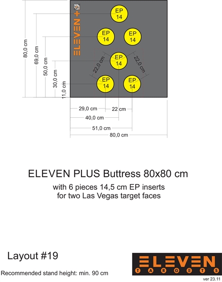 Eleven Target 25x80x80 Poly Target with 6/14.5cm EP insert