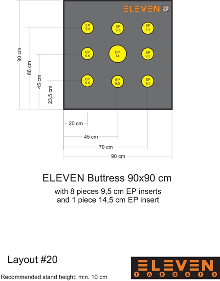 Eleven Target 22x90x90 Poly Target with 8/9.5cm & 1/14.5cm EP insert