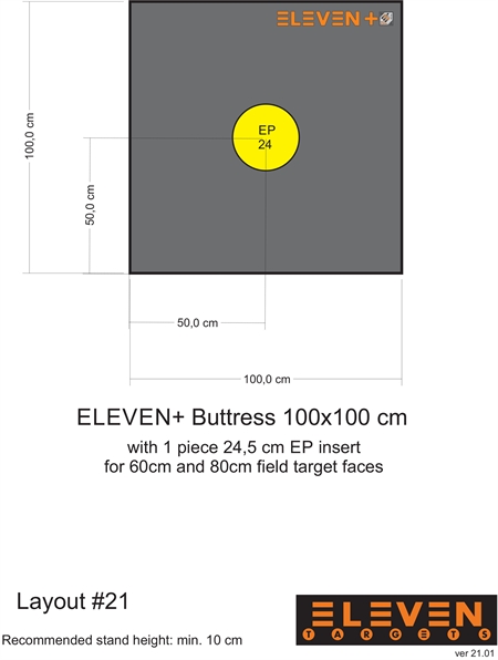 Eleven Target 25x100x100 Poly Target with 1/24.5cm EP insert