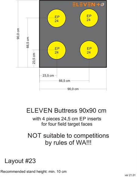 Eleven Target 22x90x90 Poly Target with 4/24.5cm EP insert