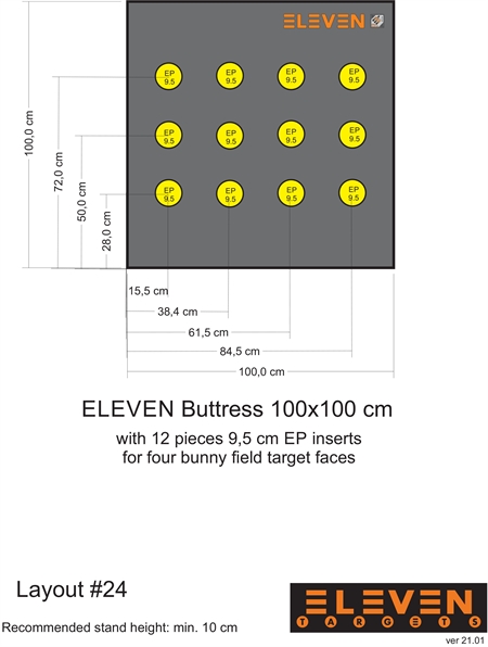 Eleven Target 25x100x100 Poly Target with 12/9.5cm EP insert