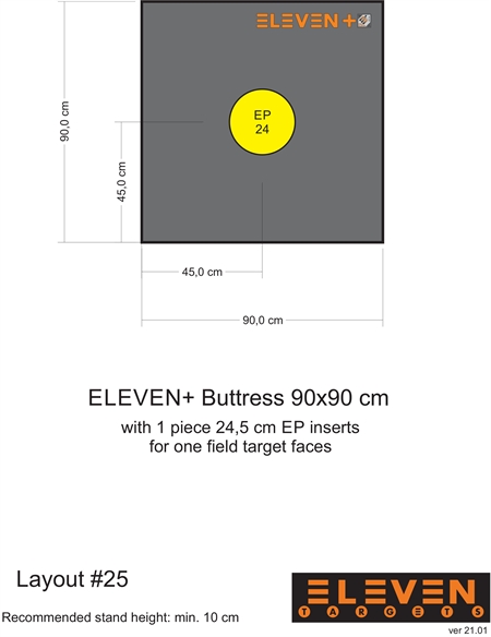 Eleven Target 22x90x90 Poly Target with 1/24.5cm EP insert 