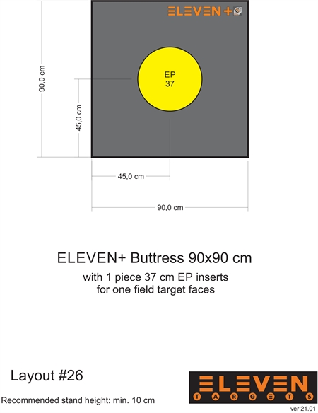 Eleven Target 22x90x90 Poly Target with 1/37cm EP insert 