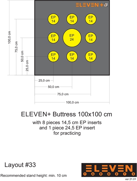 Eleven Target 25x125x125 Poly Target with  8/14.5cm &1/24.5cm EP insert