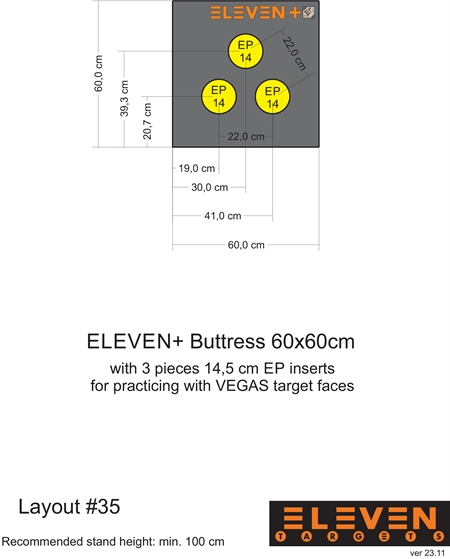 Eleven Target 25x60x60 Poly Target with 3/14.5cm 