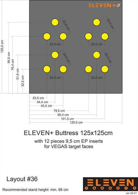 Eleven Target 25x125x125 Poly Target with 12/9.5cm EP insert